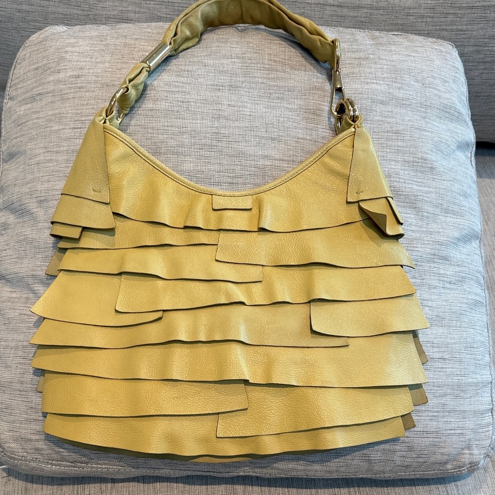 Yves Saint Laurent St Tropez Yellow Layered Shoulder Bag.